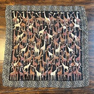 Vintage 100% Silk Giraffe Print Scarf